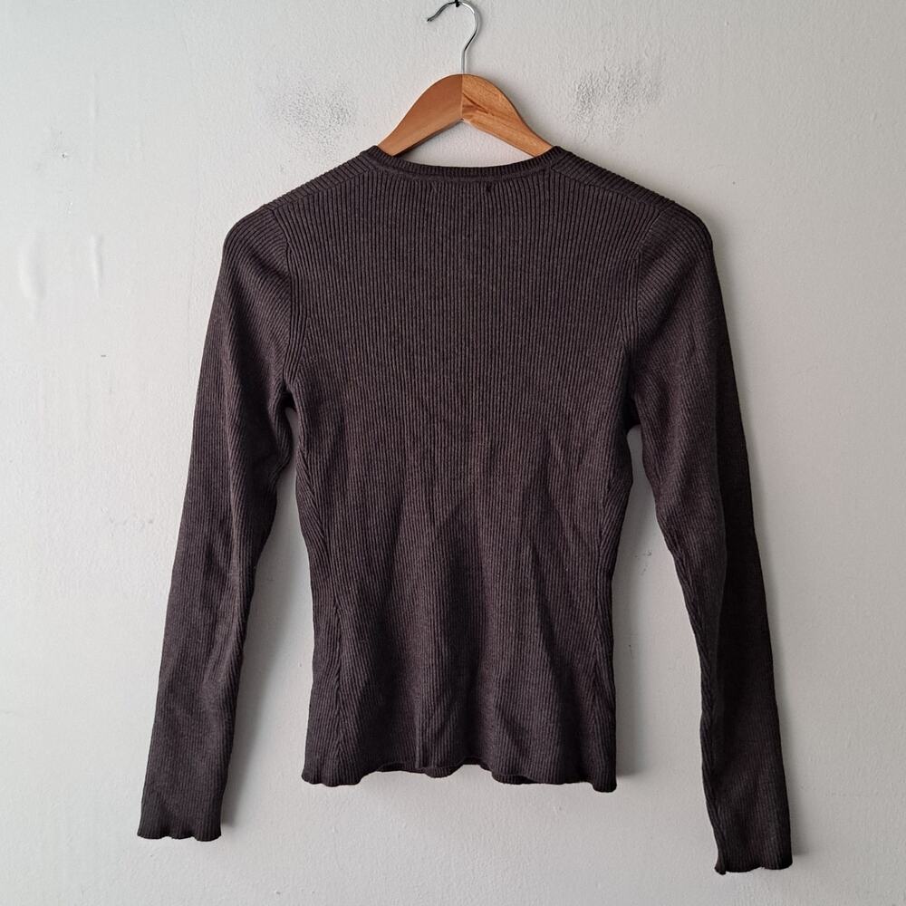 Quince Fitted Ribbed Cardigan Cotton Cashmere Mocha Heather Brown Womens Size S - Picture 5 of 11